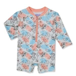 Disney Stitch One-Piece Rashguard Swimsuit size 3/6M